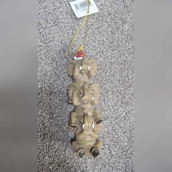Design Toscano See, Speak, Hear No Evil Elephant Holiday Tree Ornament - Picture 3 of 7